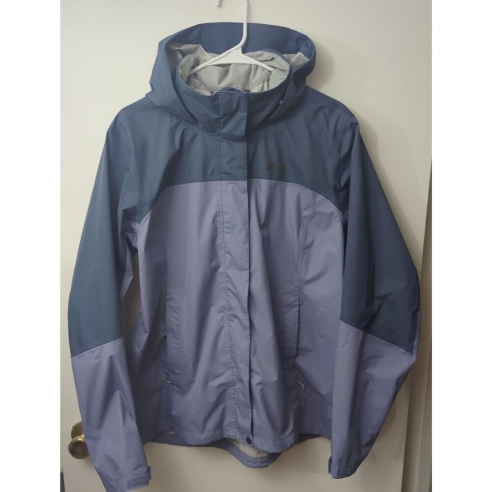REI Co-op Rainier Rain Jacket Womens XL Blue Purple Waterproof Hooded 127274